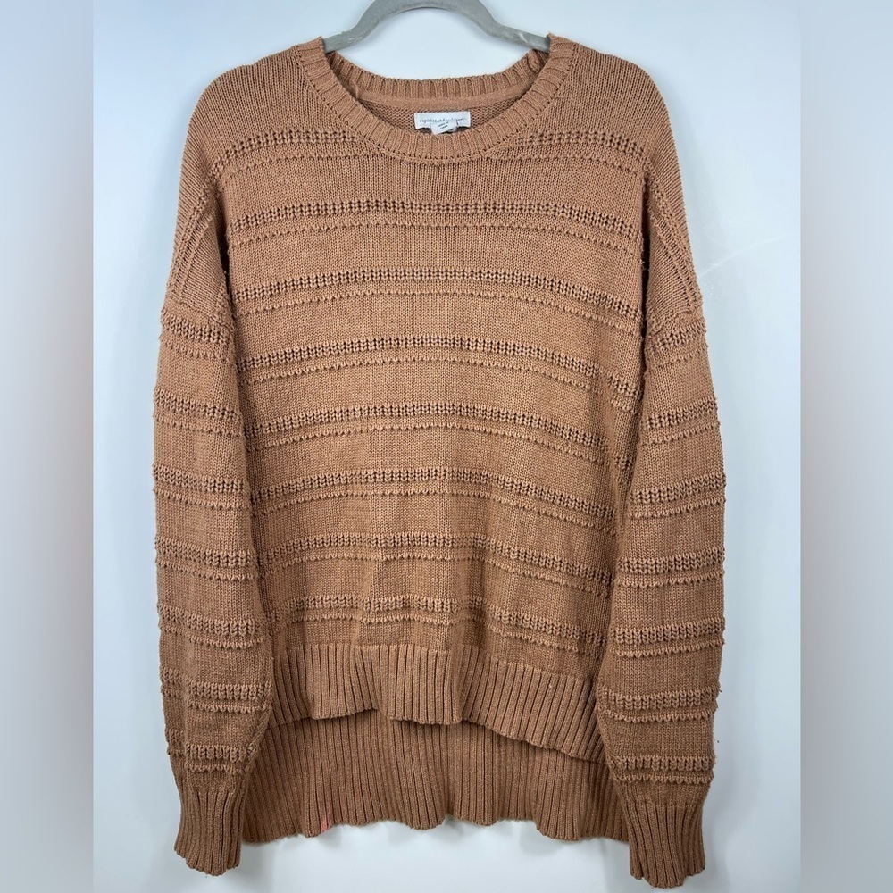 Cupcakes and Cashmere Chunky Knit High-Low Pullover Sweater Top WOMENS XL Brown